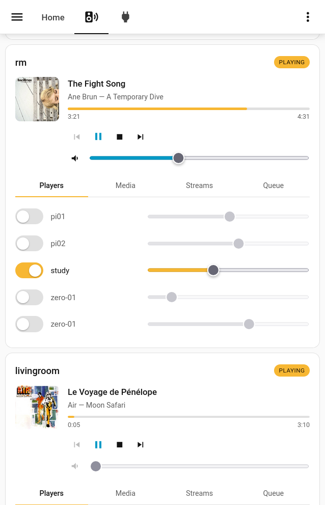 An ondaire room card in the Home Assistant companion app