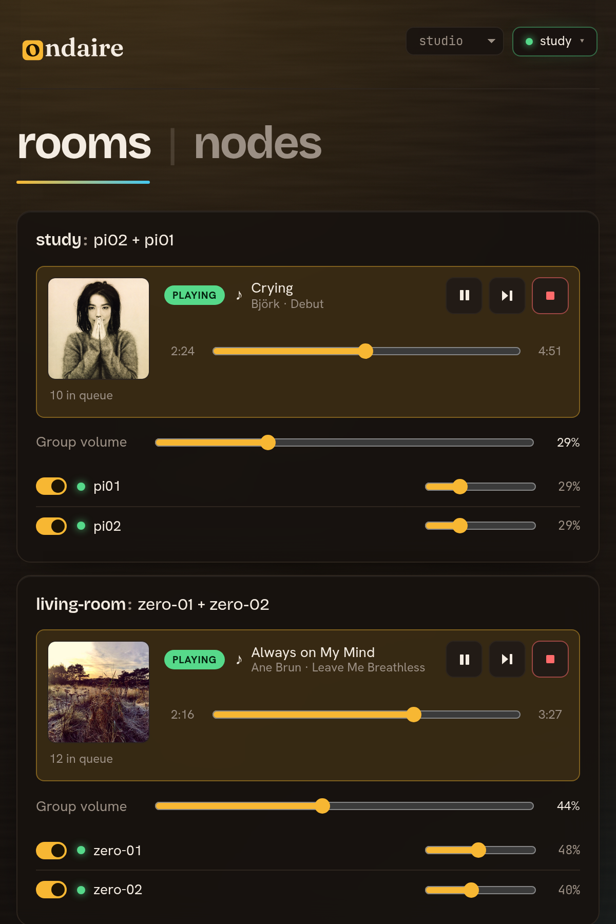 ondaire in the studio theme